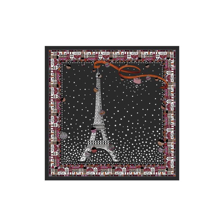 Echarpes Longchamp Scarf 50 Silk Noir | 63721-KOQW