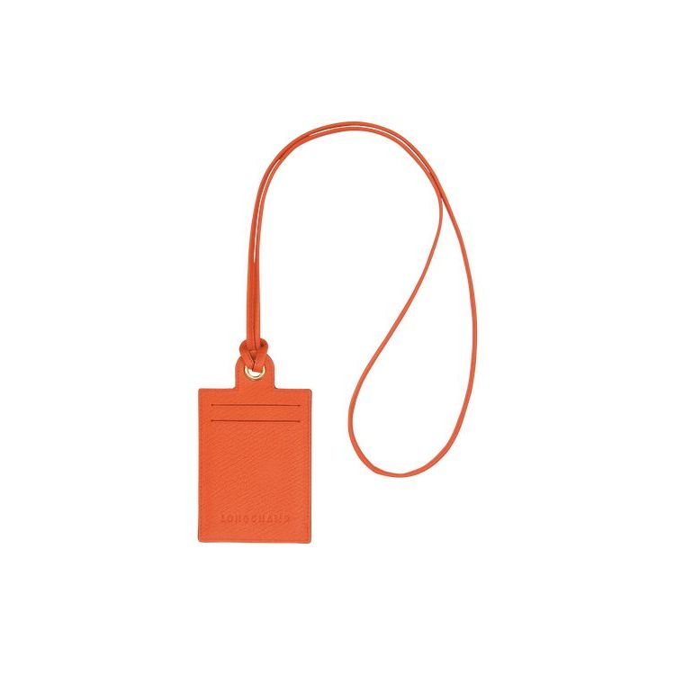 Porte-Cartes Longchamp Card With Necklace Cuir Orange | 46870-HFBZ