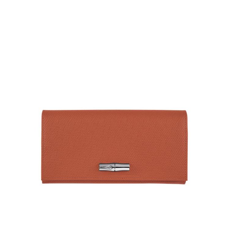 Portefeuilles Longchamp Long Continental Cuir Rouge Foncé | 74158-MRQC