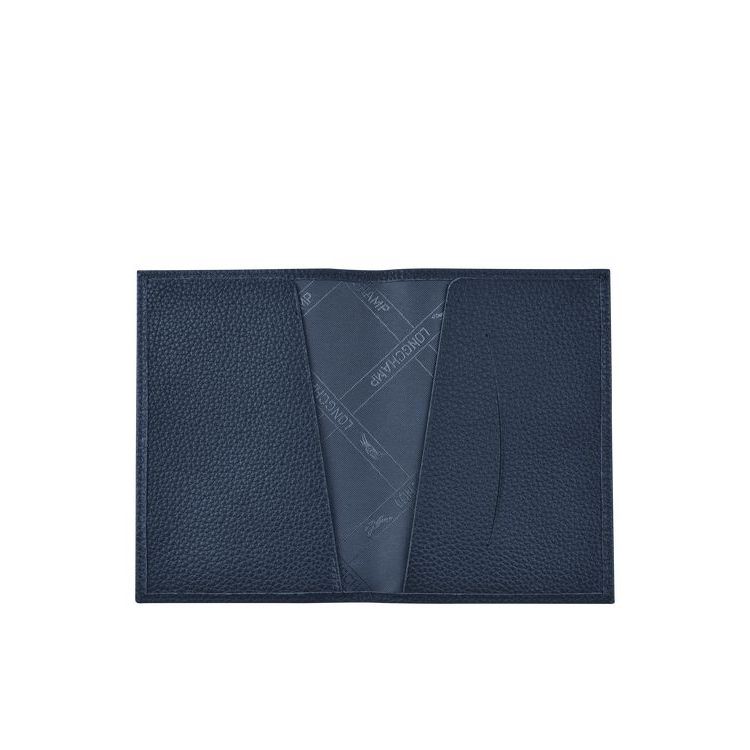 Travel Accessories Longchamp Passport Cover Cuir Bleu Marine | 48621-SEDA