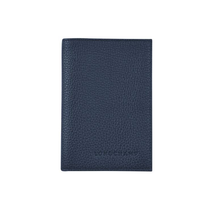 Travel Accessories Longchamp Passport Cover Cuir Bleu Marine | 48621-SEDA