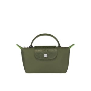 Pochettes Longchamp Pouch With Forest Recycled canvas Vert | 70162-RISJ