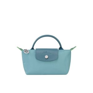 Pochettes Longchamp Pouch With Thunderstorm Recycled canvas Bleu | 71093-TUVE