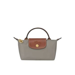 Pochettes Longchamp Pouch With Turtledove Recycled canvas Grise | 78093-CEAV