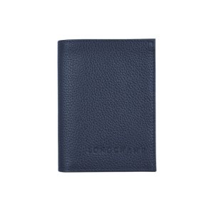Porte-Cartes Longchamp Card Cuir Bleu Marine | 82174-QOJP
