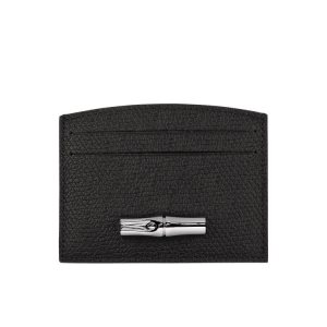 Porte-Cartes Longchamp Card Cuir Noir | 45680-AIUS