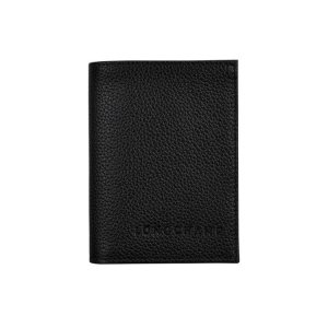 Porte-Cartes Longchamp Card Cuir Noir | 78569-QEKD