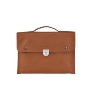 Porte-Documents Longchamp Briefcase S Caramel Cuir Marron | 01972-SEOP