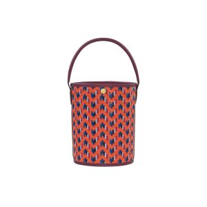 Sac À Main Longchamp Bucket Cuir Orange | 73512-JNPA