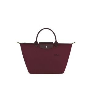 Sac À Main Longchamp M Recycled canvas Bordeaux | 03246-DPWZ