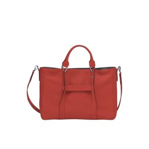 Sac À Main Longchamp M Terracotta Cuir Orange | 04712-QHPV