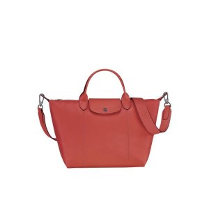 Sac À Main Longchamp M Terracotta Cuir Orange | 42306-YSAR