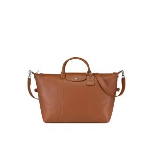 Sacs De Voyage Longchamp L Caramel Cuir Marron | 19362-XBLM