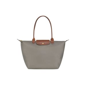 Sacs À Bandoulière Longchamp L Turtledove Recycled canvas Grise | 92045-HXOD