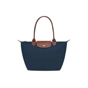 Sacs À Bandoulière Longchamp S Recycled canvas Bleu Marine | 21348-IQUP