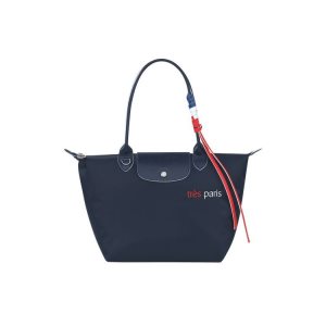 Sacs À Bandoulière Longchamp Shopping S Recycled canvas Bleu Marine | 62930-GFPD