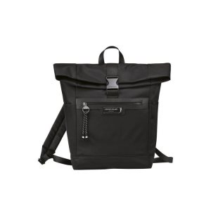 Sacs À Dos Longchamp Recycled canvas Noir | 51349-UQVB